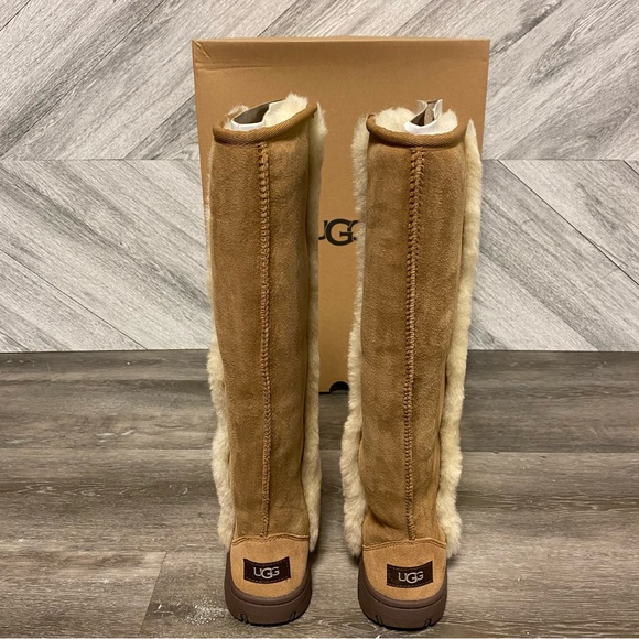 UGG | Sunburst Extra Tall Boots In Chestnut Suede Shearling NEW - Picture 10 of 14